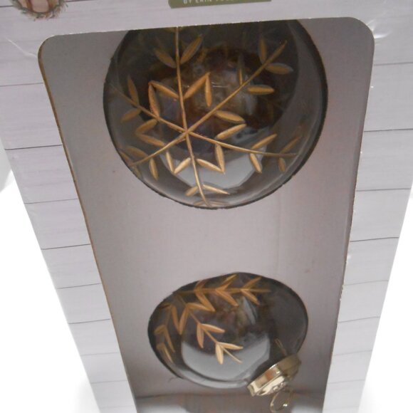 2 NEW MY TEXAS HOUSE BY ERIN VOGELPOHL JUMBO GLASS BULBS ORNAMENTS GOLD TRIM 🎄 - Picture 3 of 9